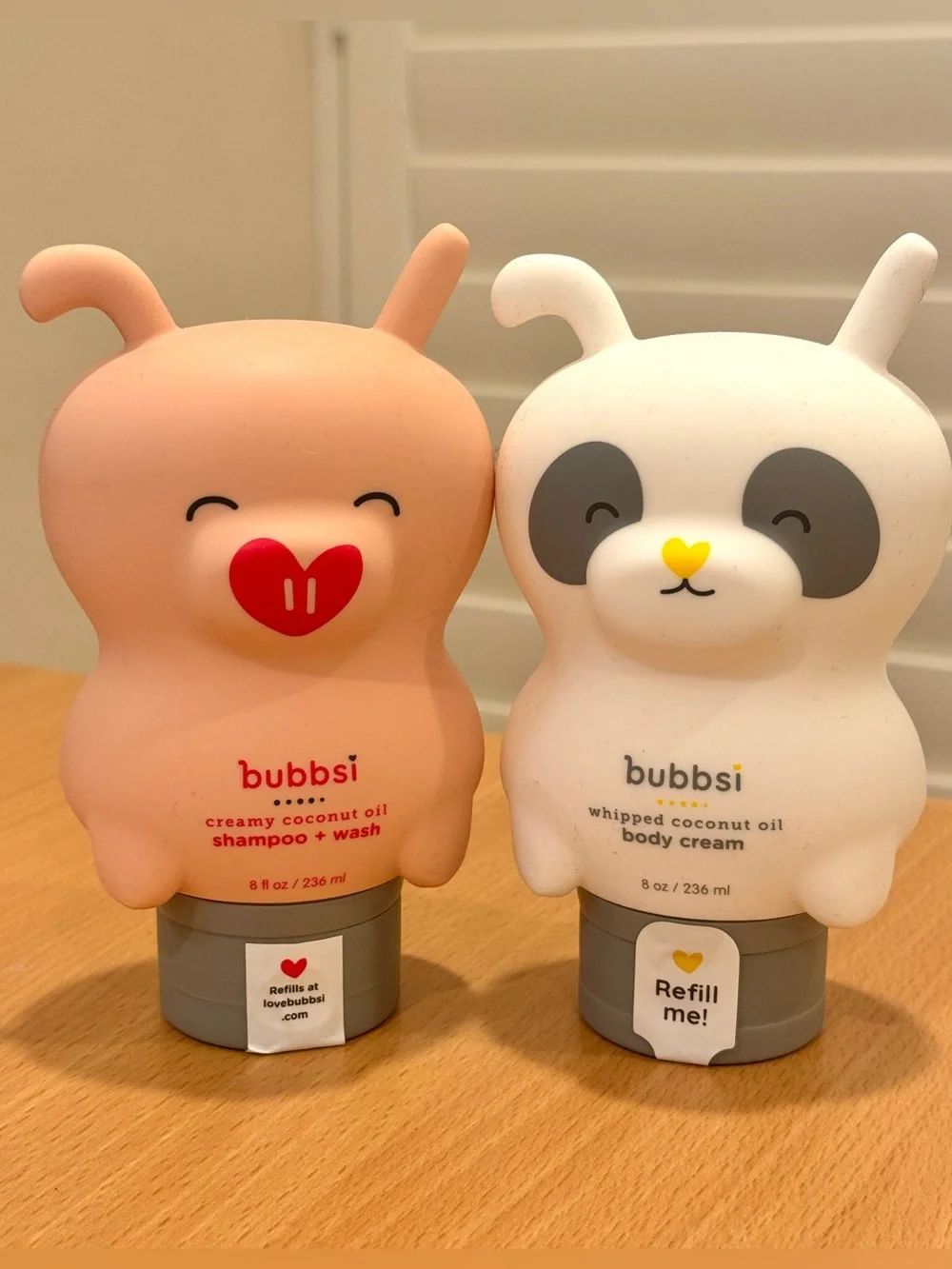 NEW Bubbsi Baby Creamy  Coconut Oil Shampoo + Wash and Body Cream Set 8 oz Each